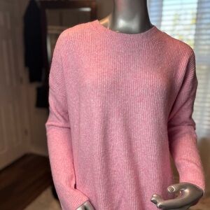 J. Crew Extra Soft Pink Ribbed Crew Neck Sweater, Medium